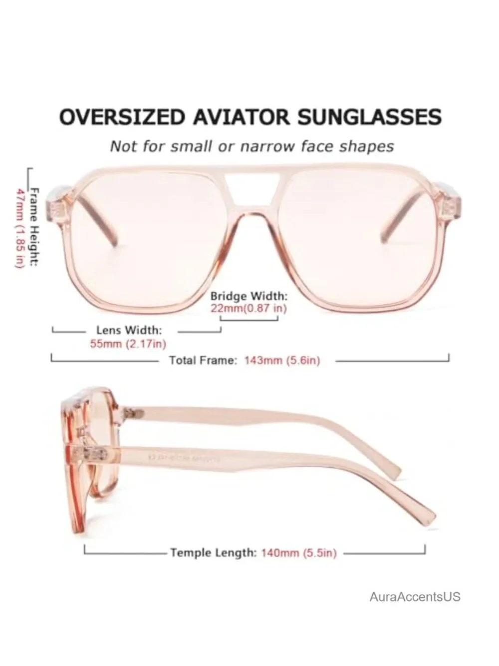 Retro Clear Aviator Sunglasses PC Frame UV400